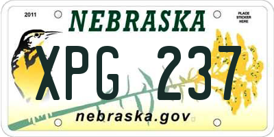 NE license plate XPG237