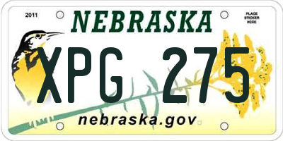 NE license plate XPG275