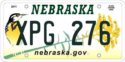 NE license plate XPG276