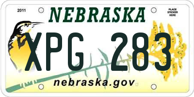 NE license plate XPG283