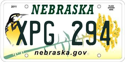 NE license plate XPG294