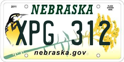 NE license plate XPG312