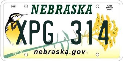 NE license plate XPG314