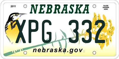 NE license plate XPG332