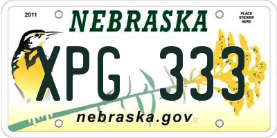 NE license plate XPG333