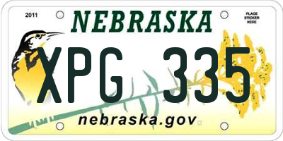 NE license plate XPG335
