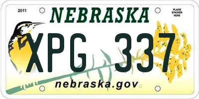 NE license plate XPG337