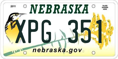 NE license plate XPG351