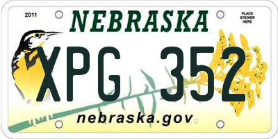 NE license plate XPG352
