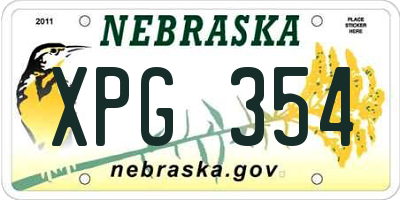 NE license plate XPG354