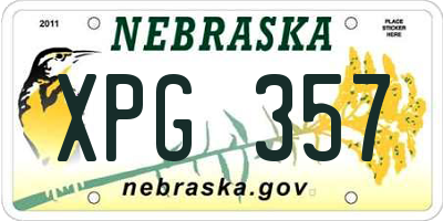 NE license plate XPG357