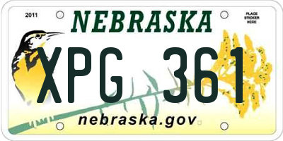 NE license plate XPG361