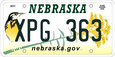 NE license plate XPG363
