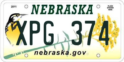 NE license plate XPG374