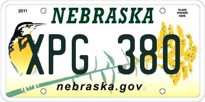 NE license plate XPG380