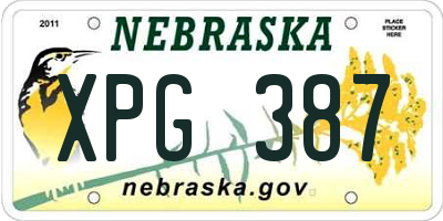 NE license plate XPG387