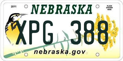 NE license plate XPG388