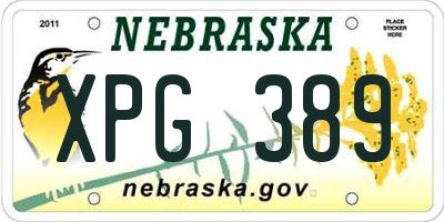 NE license plate XPG389
