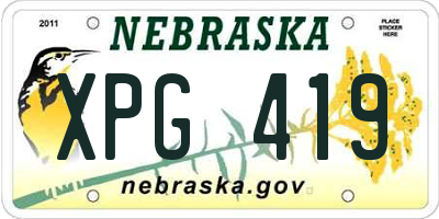 NE license plate XPG419