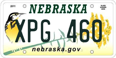 NE license plate XPG460