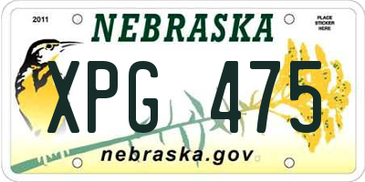 NE license plate XPG475