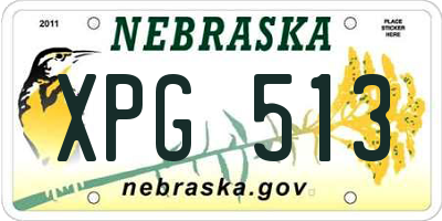 NE license plate XPG513