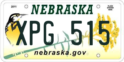 NE license plate XPG515