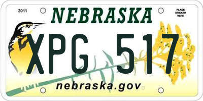 NE license plate XPG517