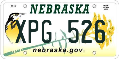 NE license plate XPG526