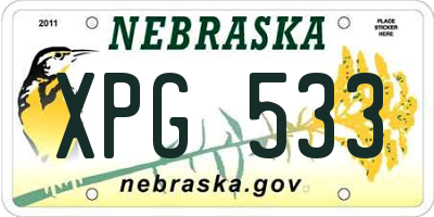 NE license plate XPG533