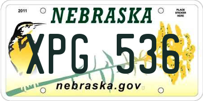 NE license plate XPG536