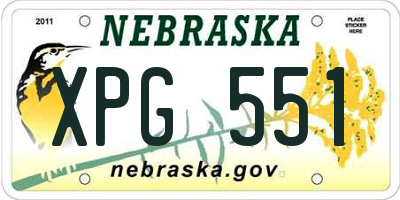 NE license plate XPG551