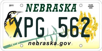NE license plate XPG562