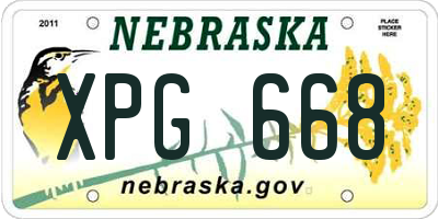 NE license plate XPG668