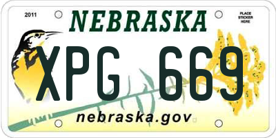 NE license plate XPG669