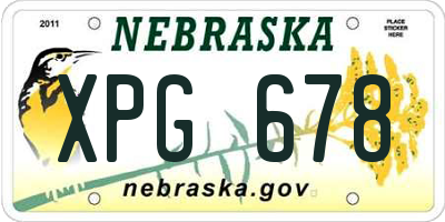 NE license plate XPG678