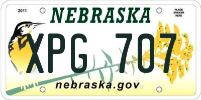 NE license plate XPG707