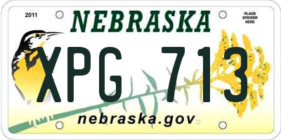 NE license plate XPG713