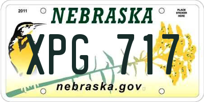 NE license plate XPG717