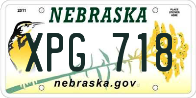 NE license plate XPG718