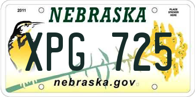 NE license plate XPG725