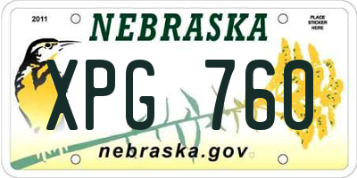 NE license plate XPG760