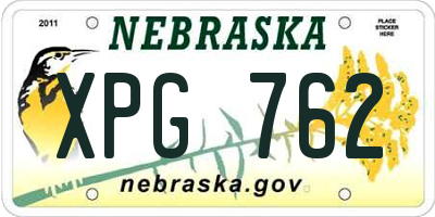 NE license plate XPG762
