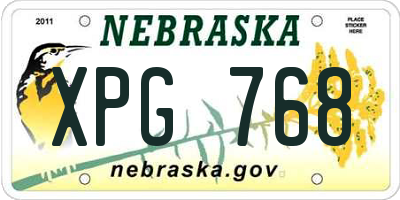 NE license plate XPG768