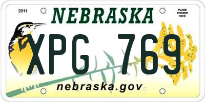 NE license plate XPG769