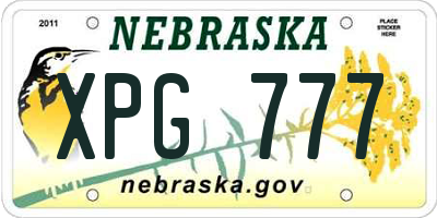 NE license plate XPG777