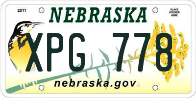 NE license plate XPG778