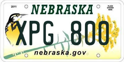 NE license plate XPG800