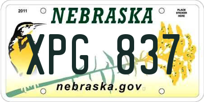 NE license plate XPG837