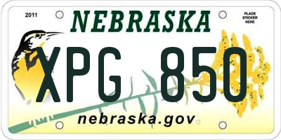 NE license plate XPG850